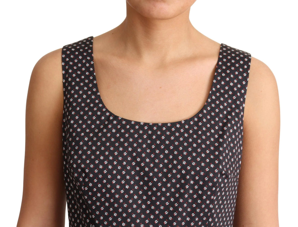 Dolce & Gabbana Black Floral Cotton A-Line Stretch Dress - Dresses