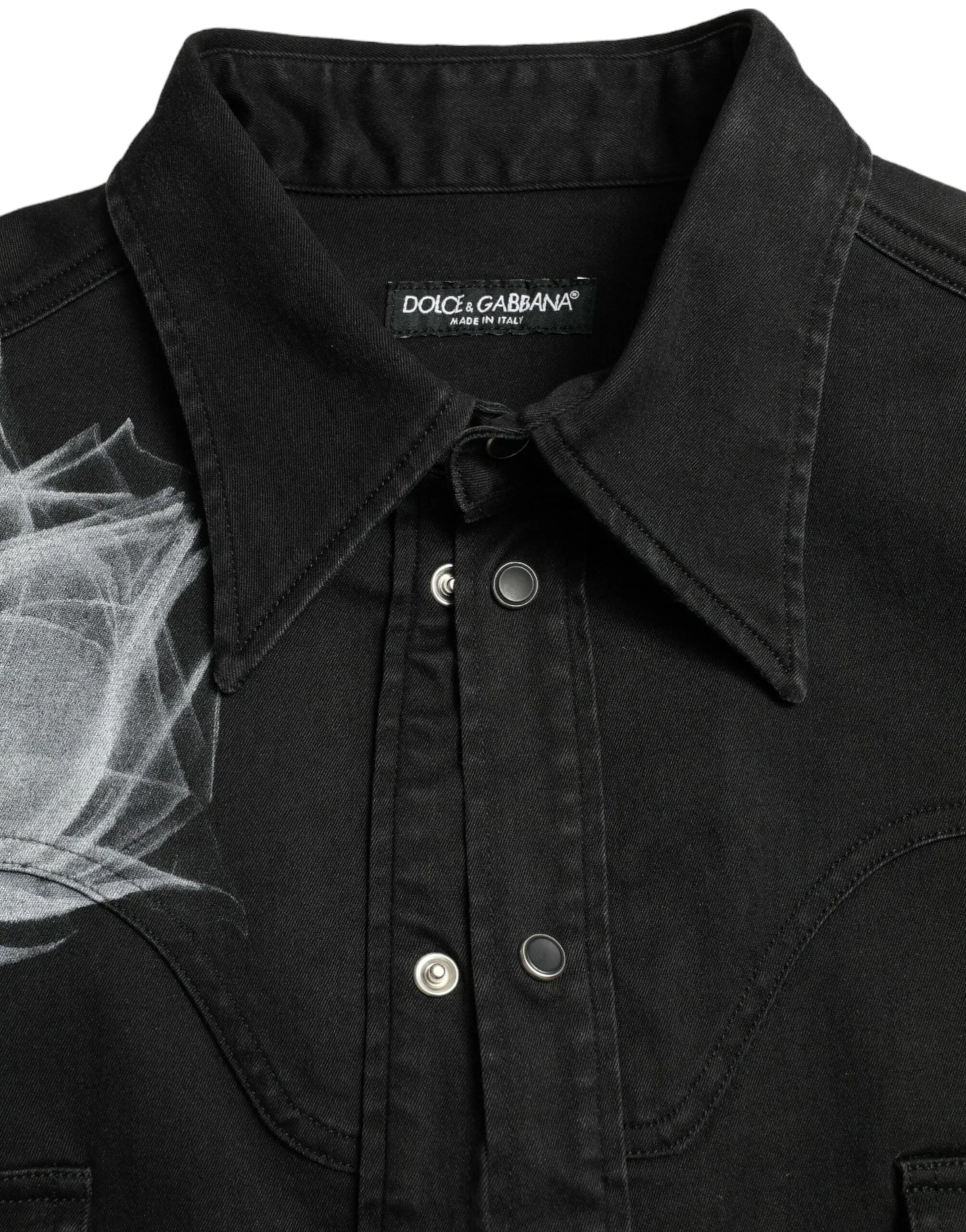 Dolce & Gabbana Black Floral Cotton Collared Dress Shirt - IT40 | M - Shirts