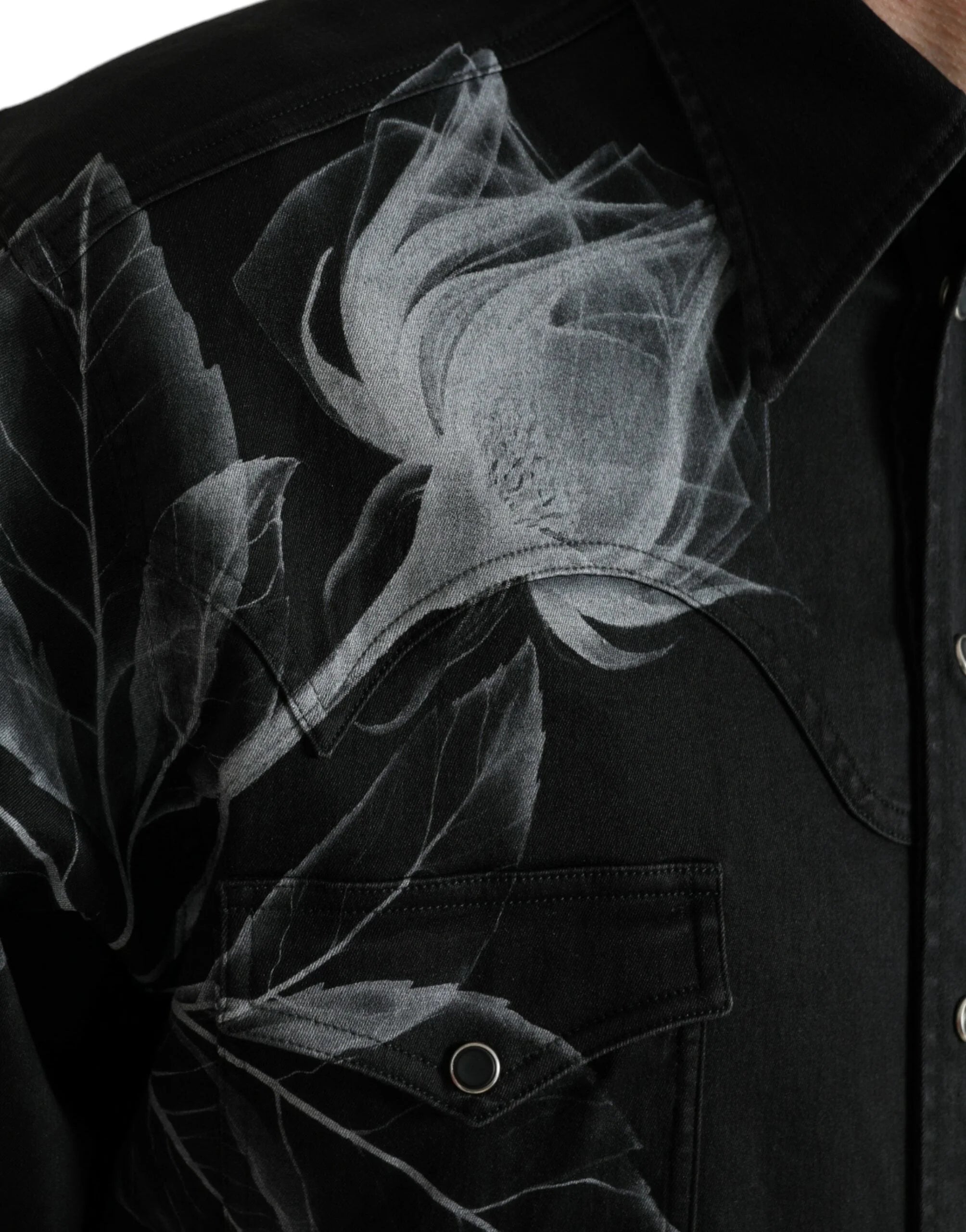 Dolce & Gabbana Black Floral Cotton Collared Dress Shirt - IT40 | M - Shirts