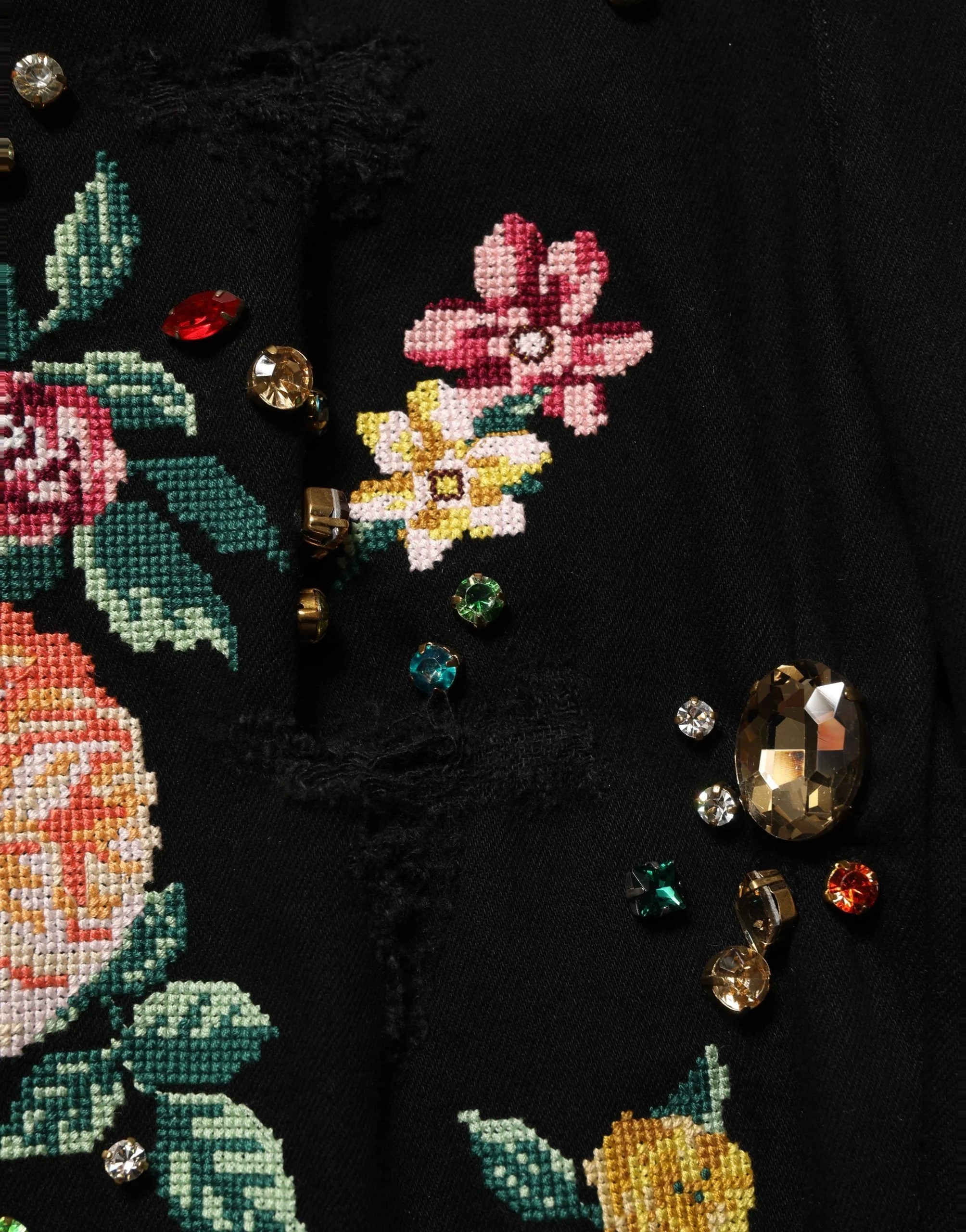 Dolce & Gabbana Black Floral Cotton High Waist Tapered Pants - IT40|S