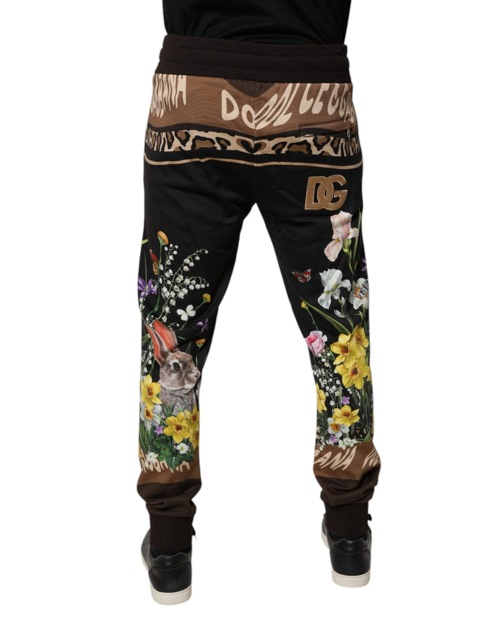 Dolce & Gabbana Black Floral Cotton Jogger Sweatpants Pants - IT48 | M - Joggers