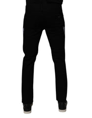 Dolce & Gabbana Black Floral Cotton Skinny Men Denim Jeans - IT48 | M