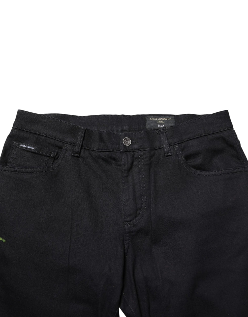 Dolce & Gabbana Black Floral Cotton Skinny Men Denim Jeans - IT50 | L