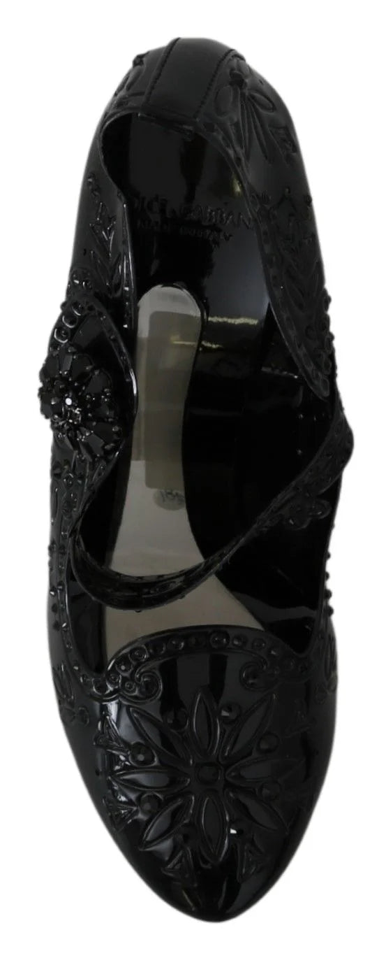 Dolce & Gabbana Black Floral Crystal CINDERELLA Heels Shoes - EU39/US8.5