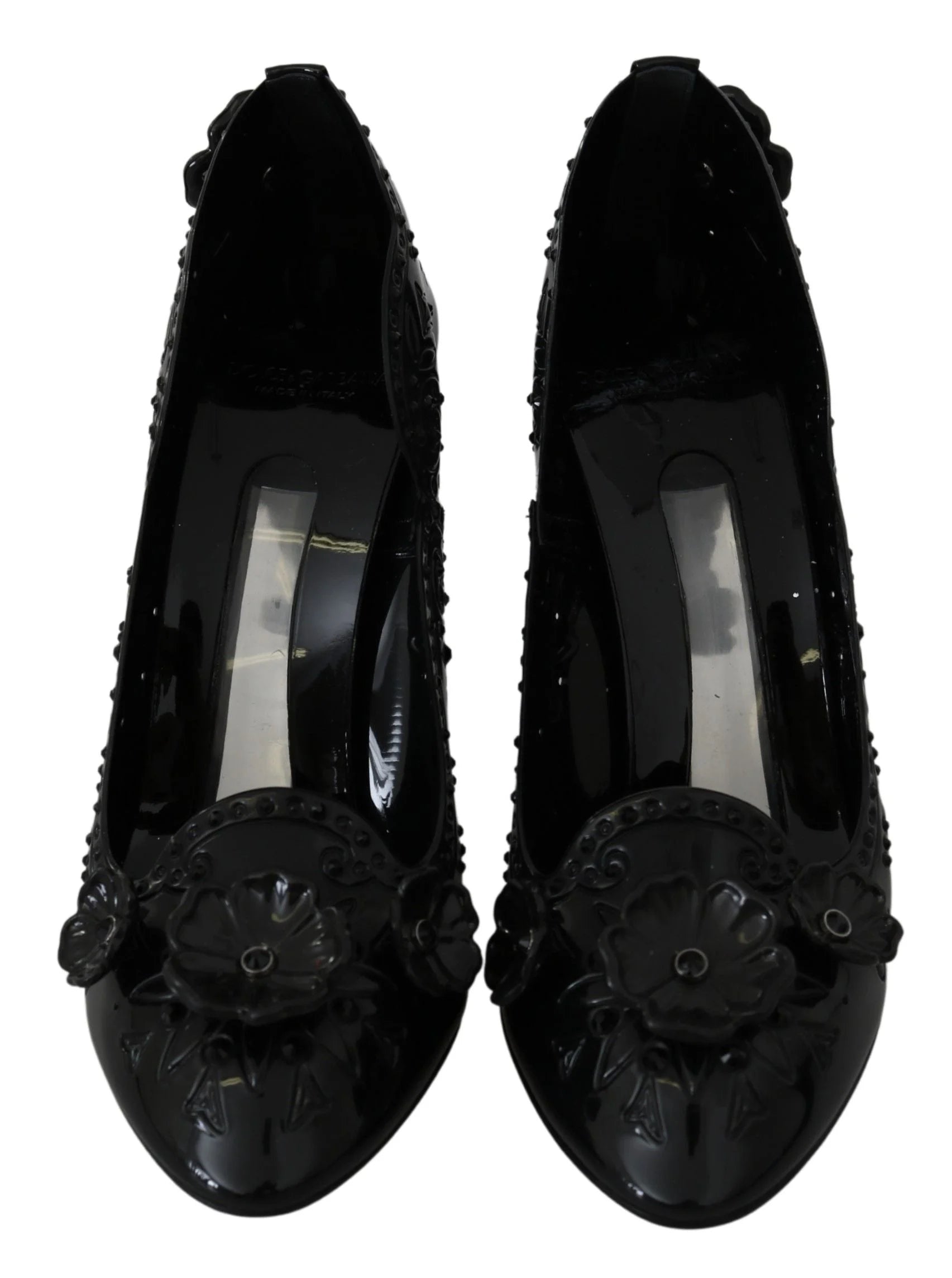 Dolce & Gabbana Black Floral Crystal CINDERELLA Heels Shoes - EU39/US8.5