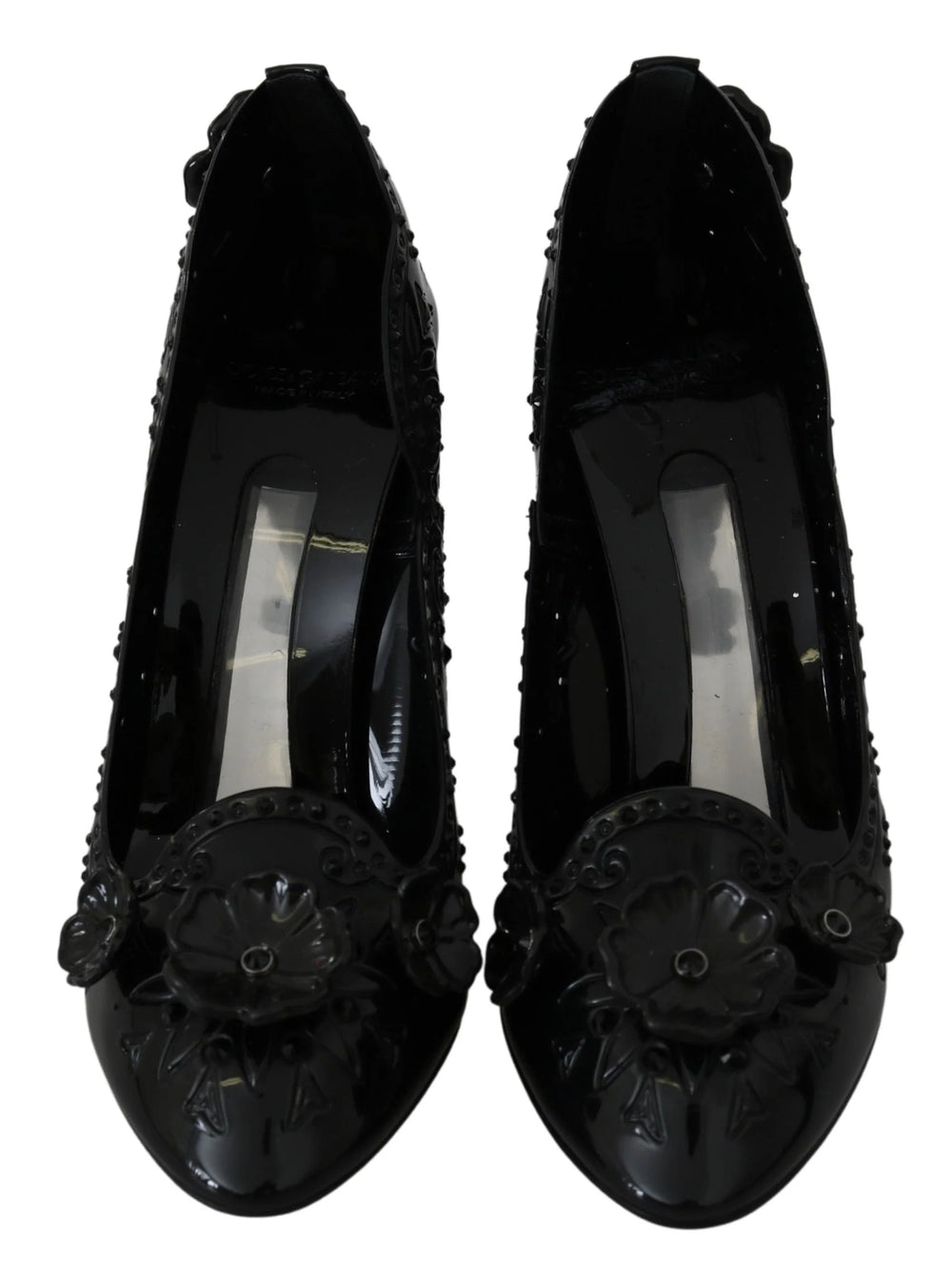 Dolce & Gabbana Black Floral Crystal CINDERELLA Heels Shoes - EU39/US8.5