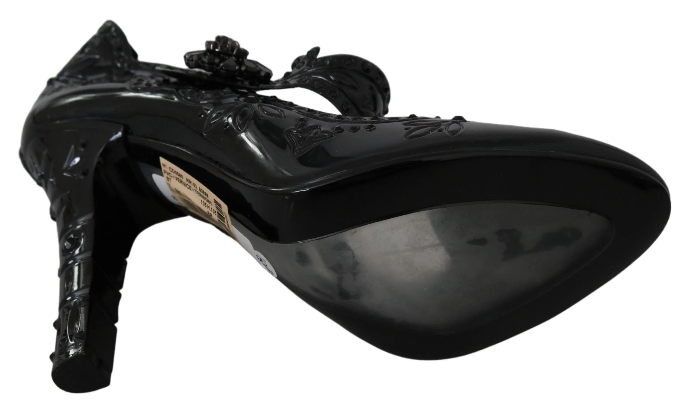 Dolce & Gabbana Black Floral Crystal CINDERELLA Heels Shoes - EU39/US8.5
