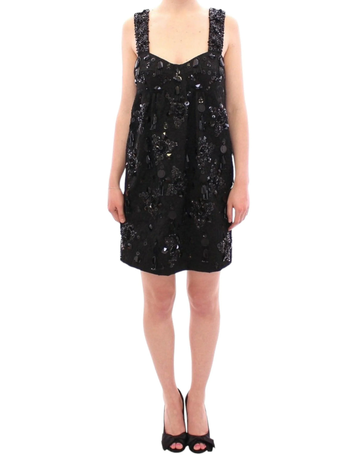 Dolce & Gabbana Black floral crystal embedded dress - Dresses