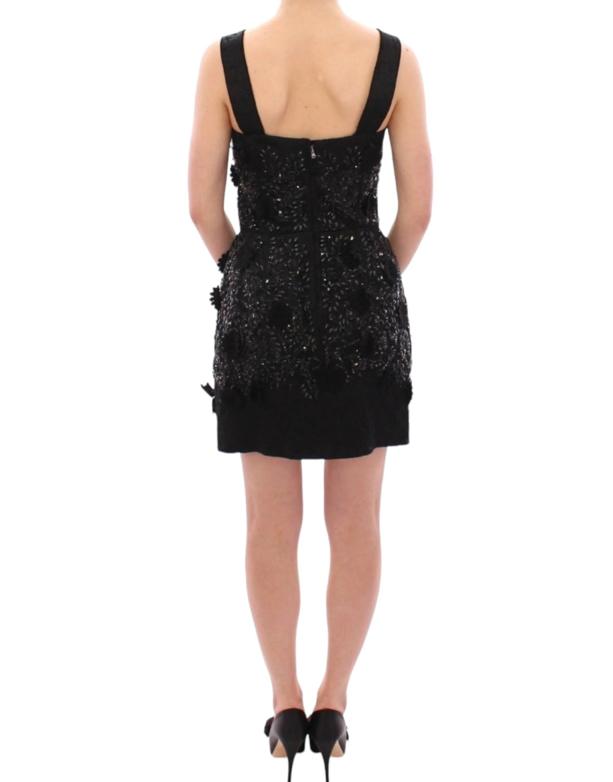 Dolce & Gabbana Black floral crystal embedded dress - IT40|S - Dresses