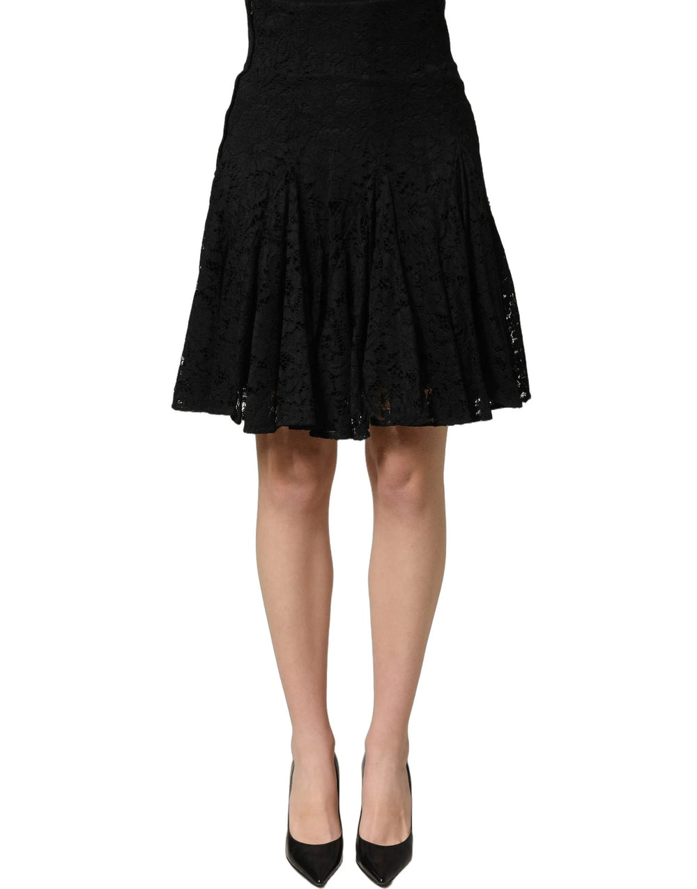 Dolce & Gabbana Black Floral Cut Out Lace A-line Mini Skirt