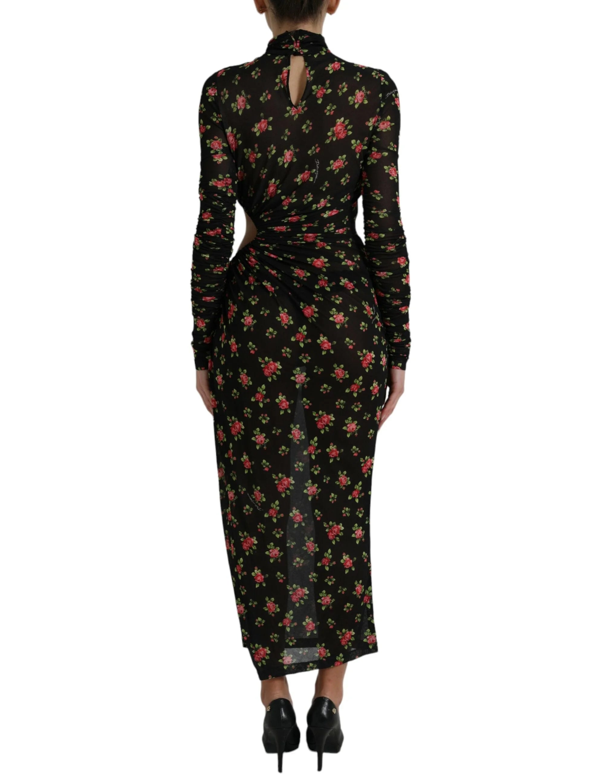 Dolce & Gabbana Black Floral Cut Out Sheath Long Maxi Dress - IT40|S - Dresses