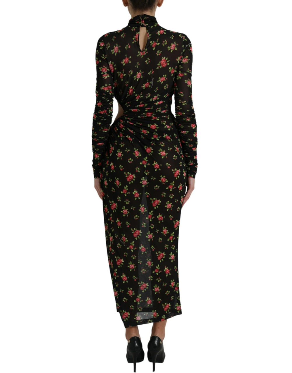 Dolce & Gabbana Black Floral Cut Out Sheath Long Maxi Dress - IT40|S - Dresses