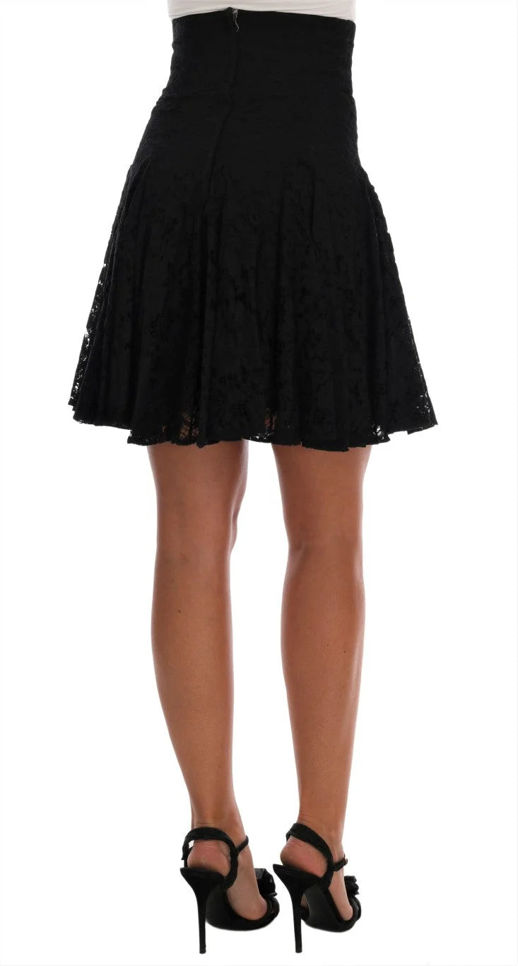 Dolce & Gabbana Black Floral Cutout Lace A-Line Skirt - IT36 | XS - Skirts