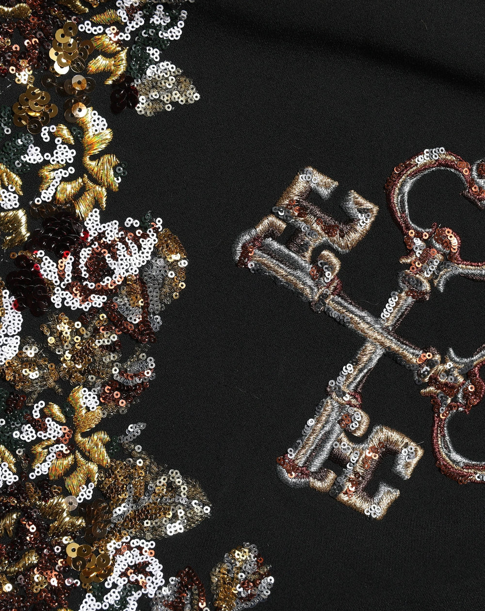 Dolce & Gabbana Black Floral Embellished A-line Mini Skirt