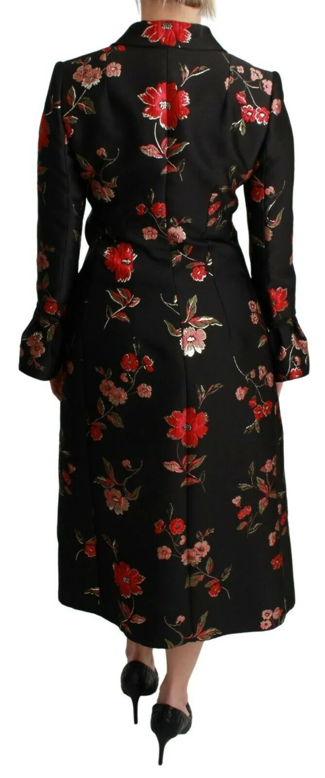 Dolce & Gabbana Black Floral Embroidered Jacket Coat - IT40|S - Trench Coats