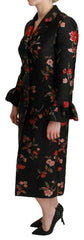 Dolce & Gabbana Black Floral Embroidered Jacket Coat - IT40|S - Trench Coats