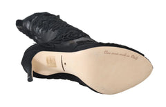 Dolce & Gabbana Black Floral Embroidered Socks Boots - EU39/US8.5 - Boots