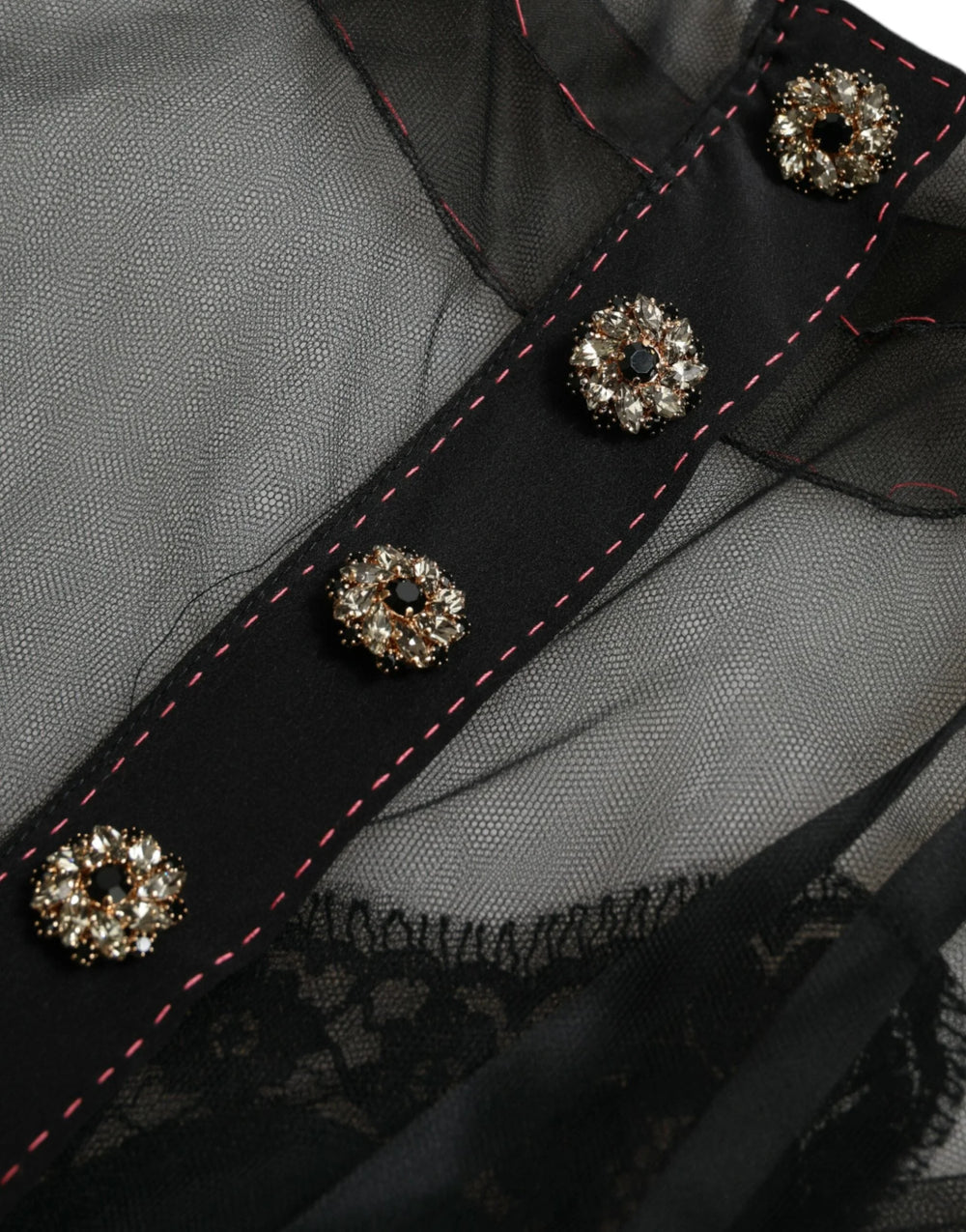 Dolce & Gabbana Black Floral Embroidery Mesh Tulle Gown Dress - IT40|S - Dresses