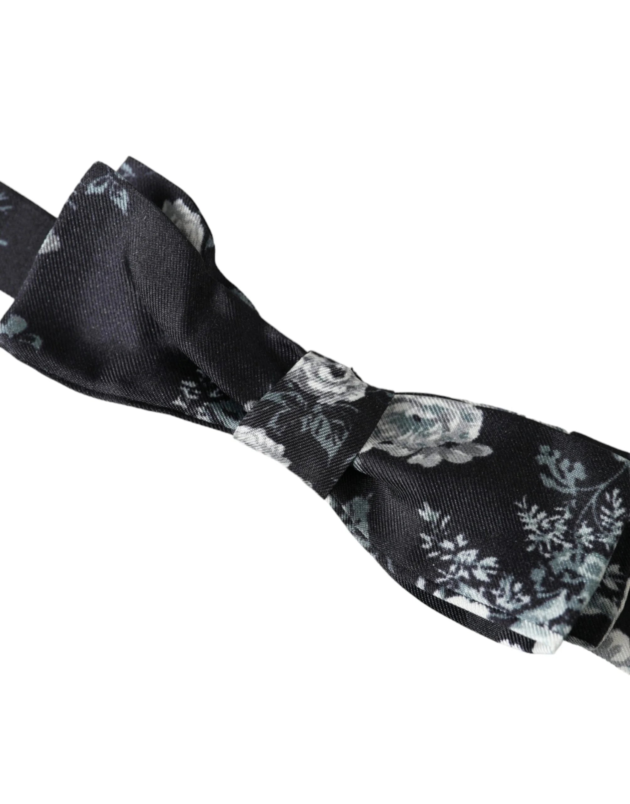 Dolce & Gabbana Black Floral Fantasy Adjustable Neck Men Bow Tie - Neckties