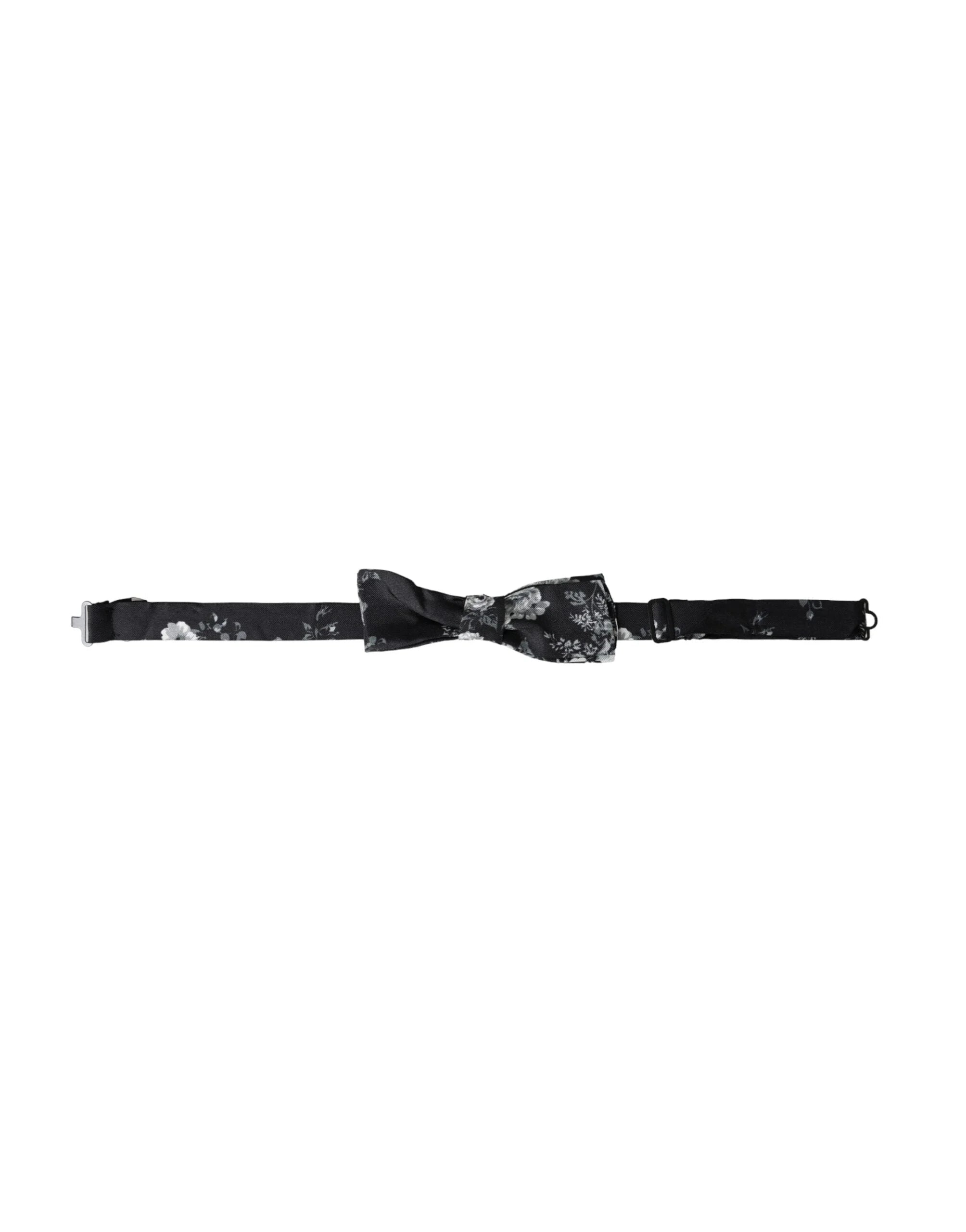 Dolce & Gabbana Black Floral Fantasy Adjustable Neck Men Bow Tie - Neckties