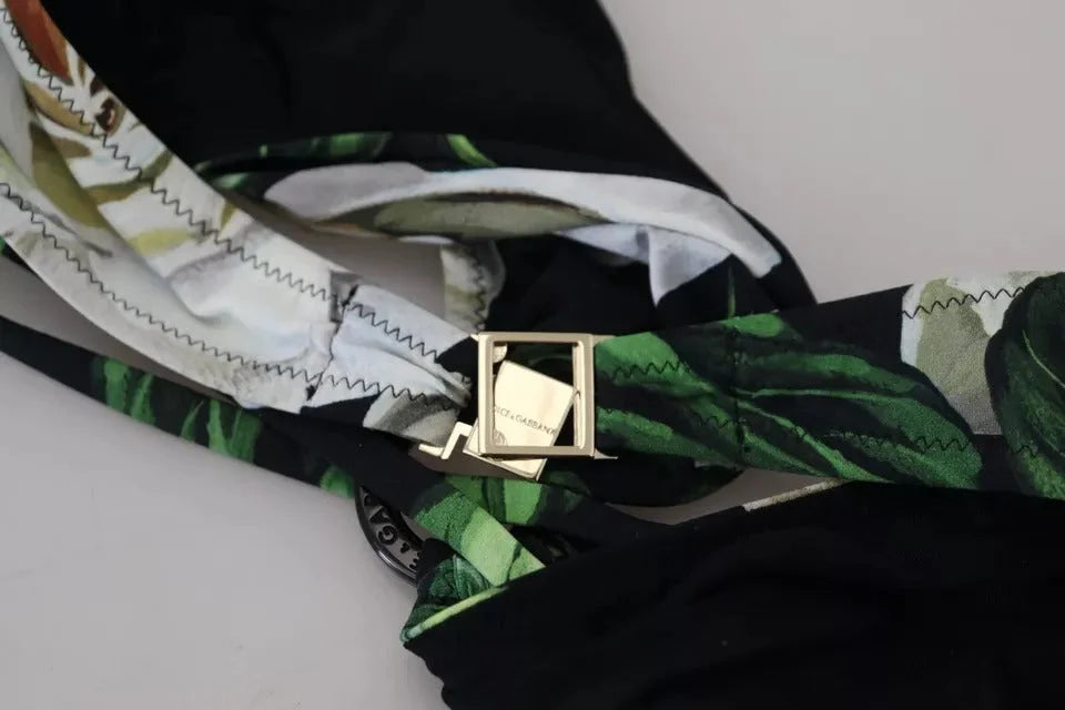 Dolce & Gabbana Black Floral Halter Beachwear Swimwear Bikini Top - IT2 | S - Swimwear Tops