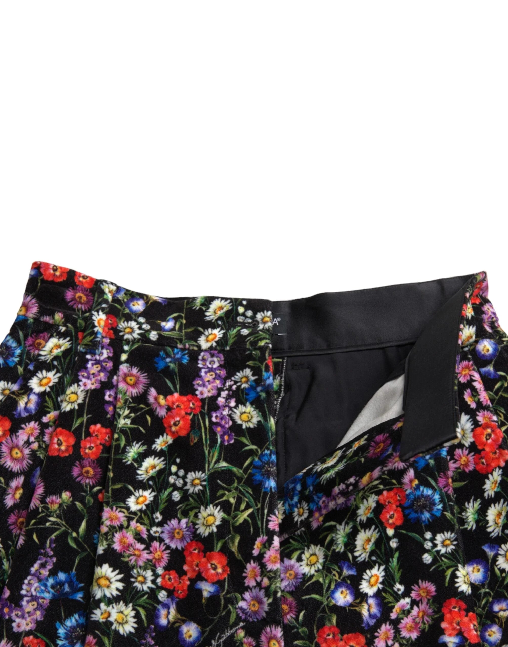 Dolce & Gabbana Black Floral High Waist Hot Pants Shorts - IT40|S - Short Trousers
