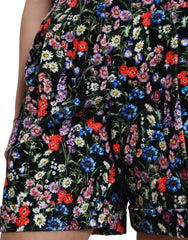 Dolce & Gabbana Black Floral High Waist Hot Pants Shorts - IT40|S - Short Trousers