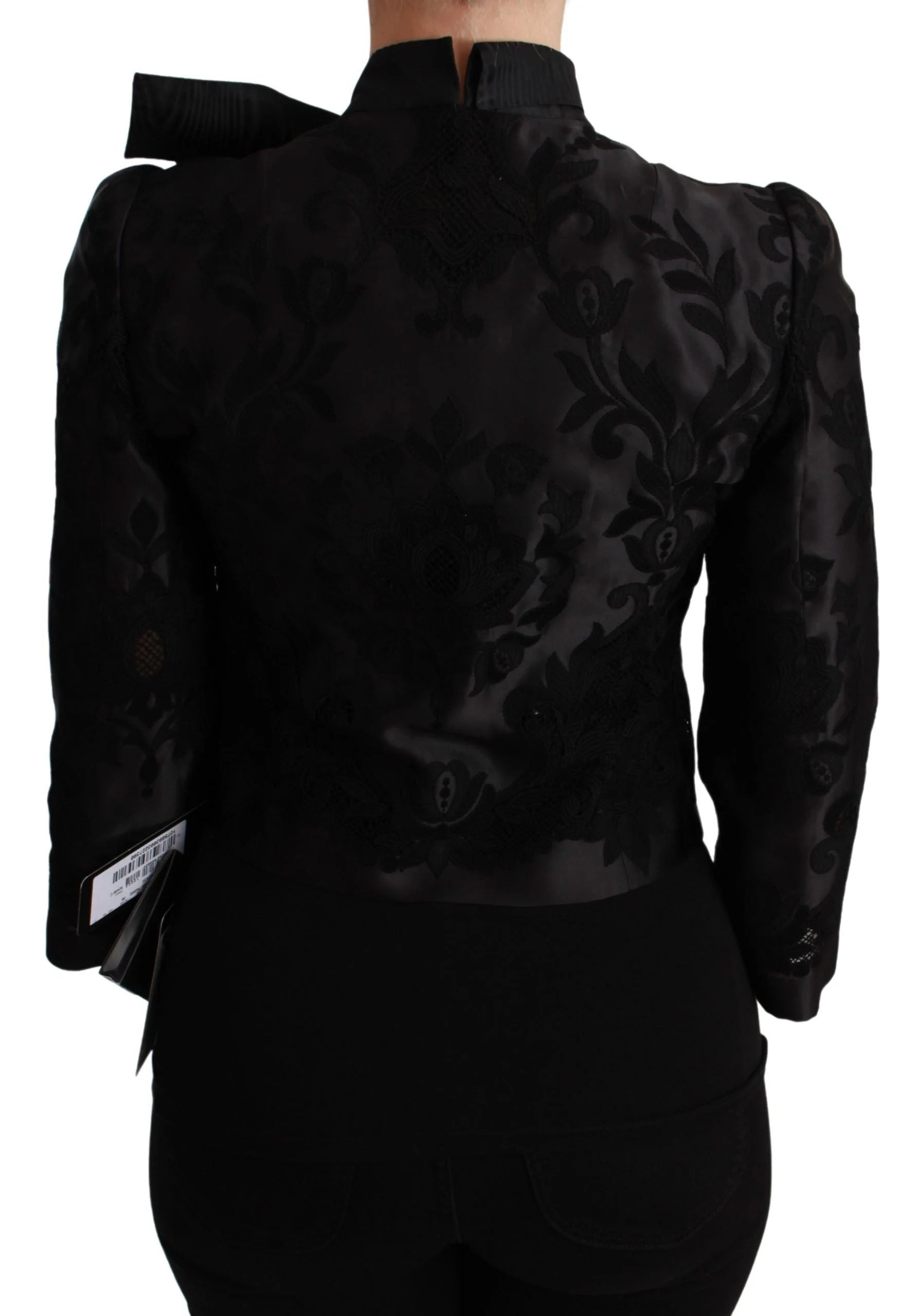 Dolce & Gabbana Black Floral Jacquard Blazer Silk Jacket - IT38|XS - Sport Jackets