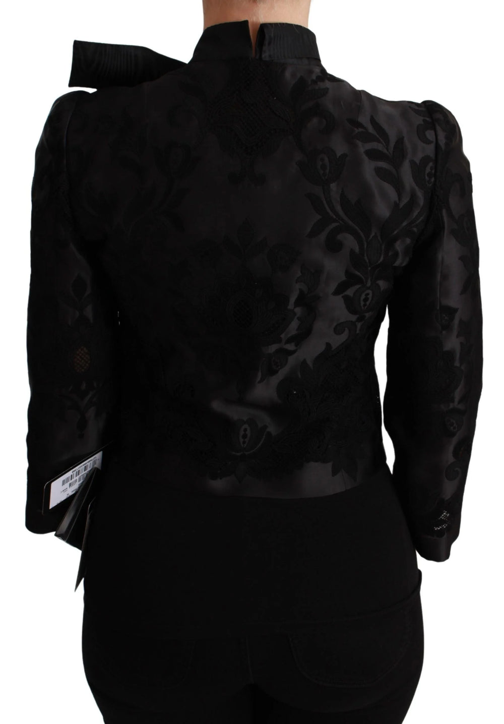 Dolce & Gabbana Black Floral Jacquard Blazer Silk Jacket - IT38|XS - Sport Jackets