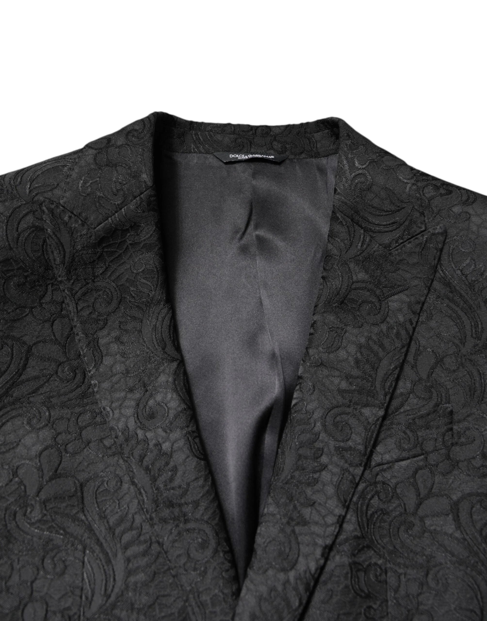 Dolce & Gabbana Black Floral Jacquard Coat Jacket Blazer - IT46 | S - Sport Jackets