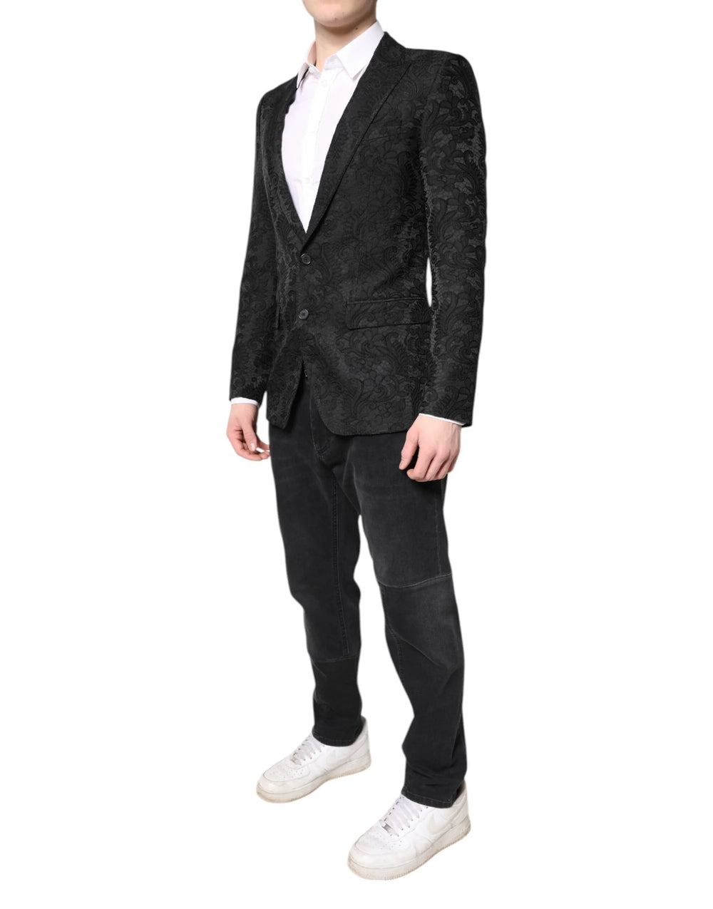 Dolce & Gabbana Black Floral Jacquard Coat Jacket Blazer - IT46 | S - Sport Jackets