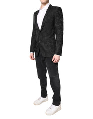 Dolce & Gabbana Black Floral Jacquard Coat Jacket Blazer - IT46 | S - Sport Jackets