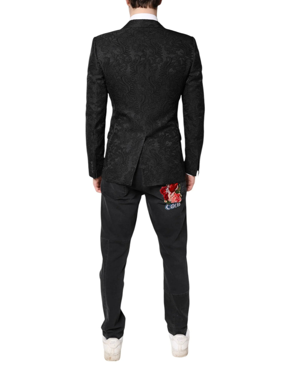 Dolce & Gabbana Black Floral Jacquard Coat Jacket Blazer - IT46 | S - Sport Jackets