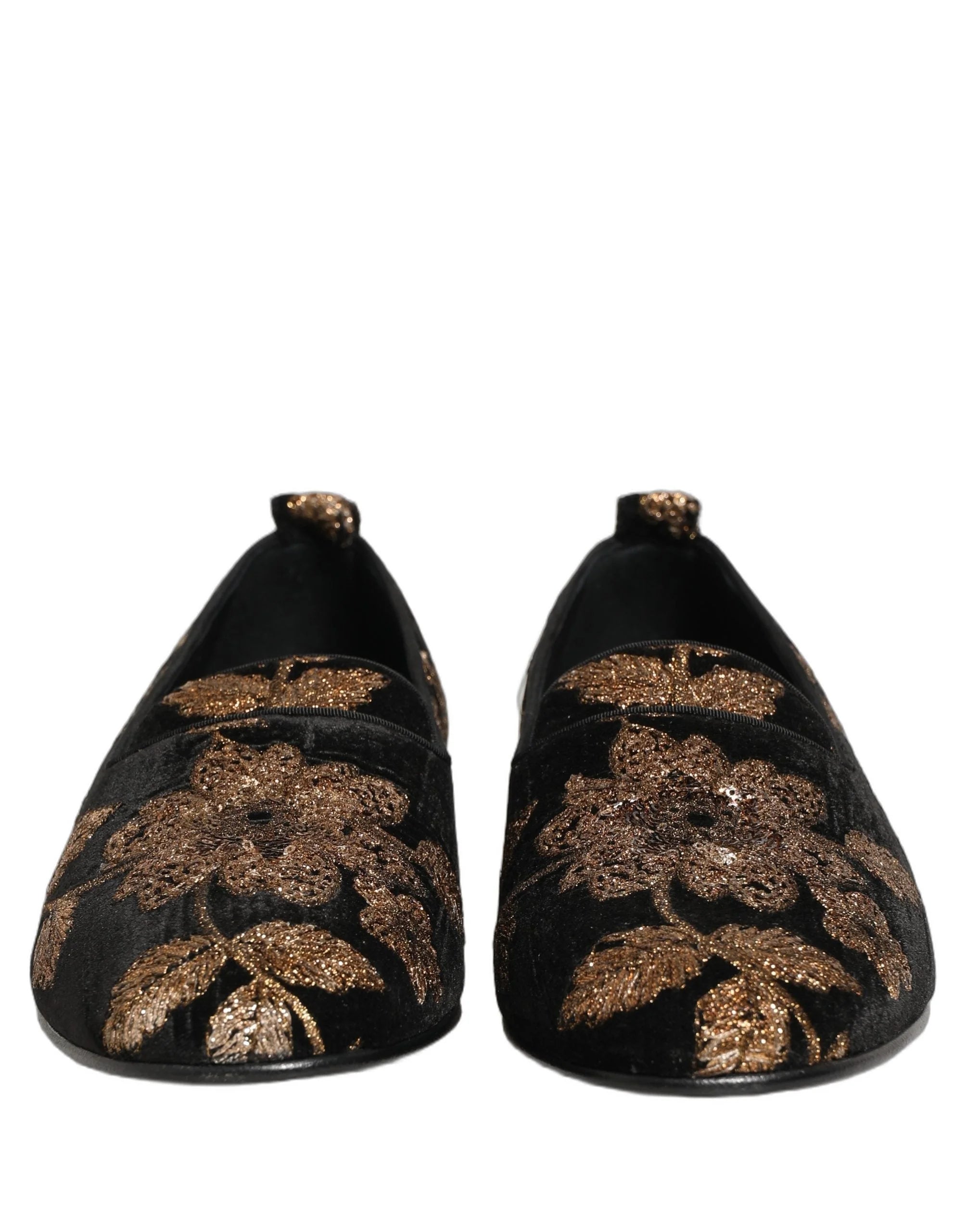 Dolce & Gabbana Zapatos mocasines de vestir con estampado floral jacquard negro