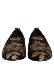Dolce & Gabbana Zapatos mocasines de vestir con estampado floral jacquard negro
