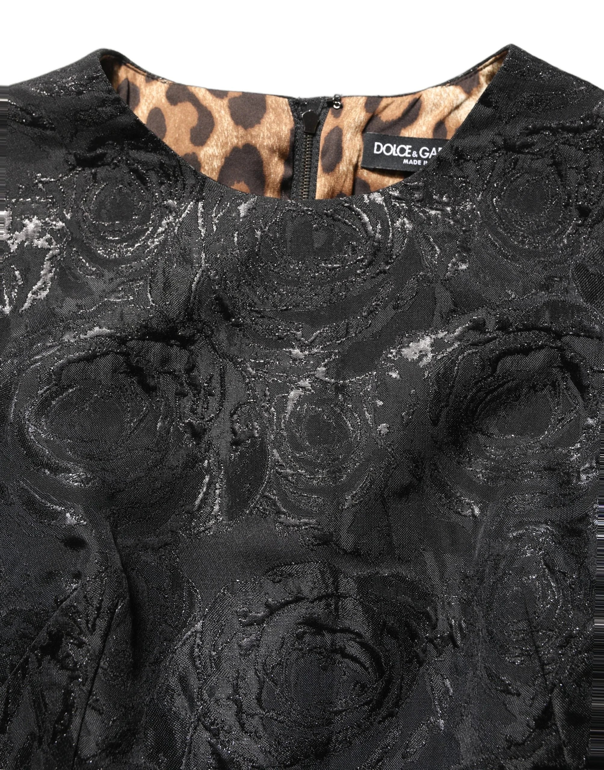 Dolce & Gabbana Black Floral Jacquard Flared A-line Dress - IT38 | XS