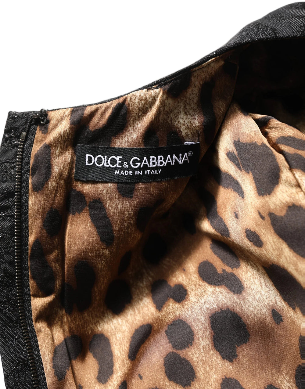 Dolce & Gabbana Black Floral Jacquard Flared A-line Dress - IT38 | XS