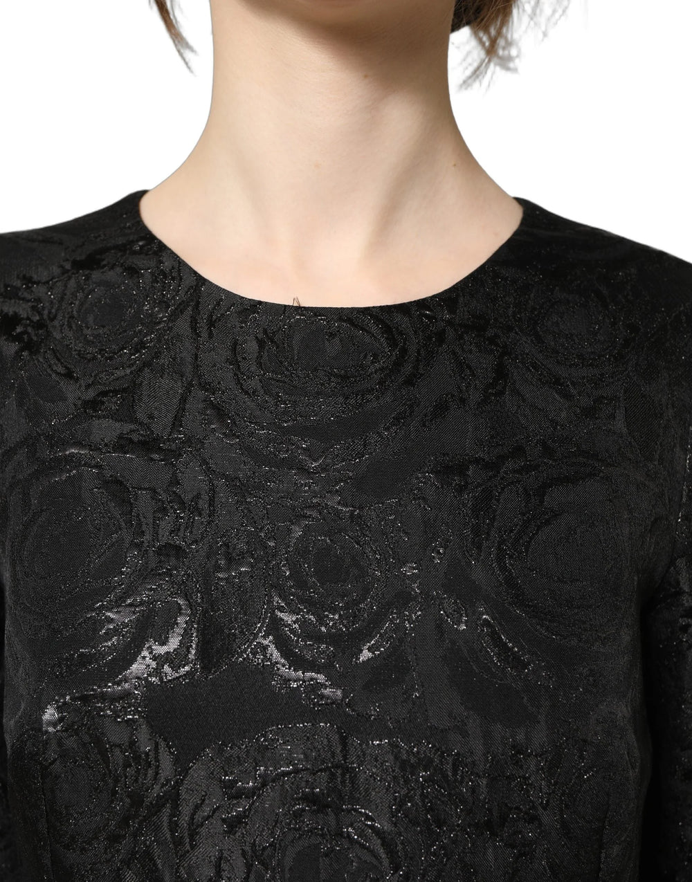 Dolce & Gabbana Black Floral Jacquard Flared A-line Dress - IT38 | XS