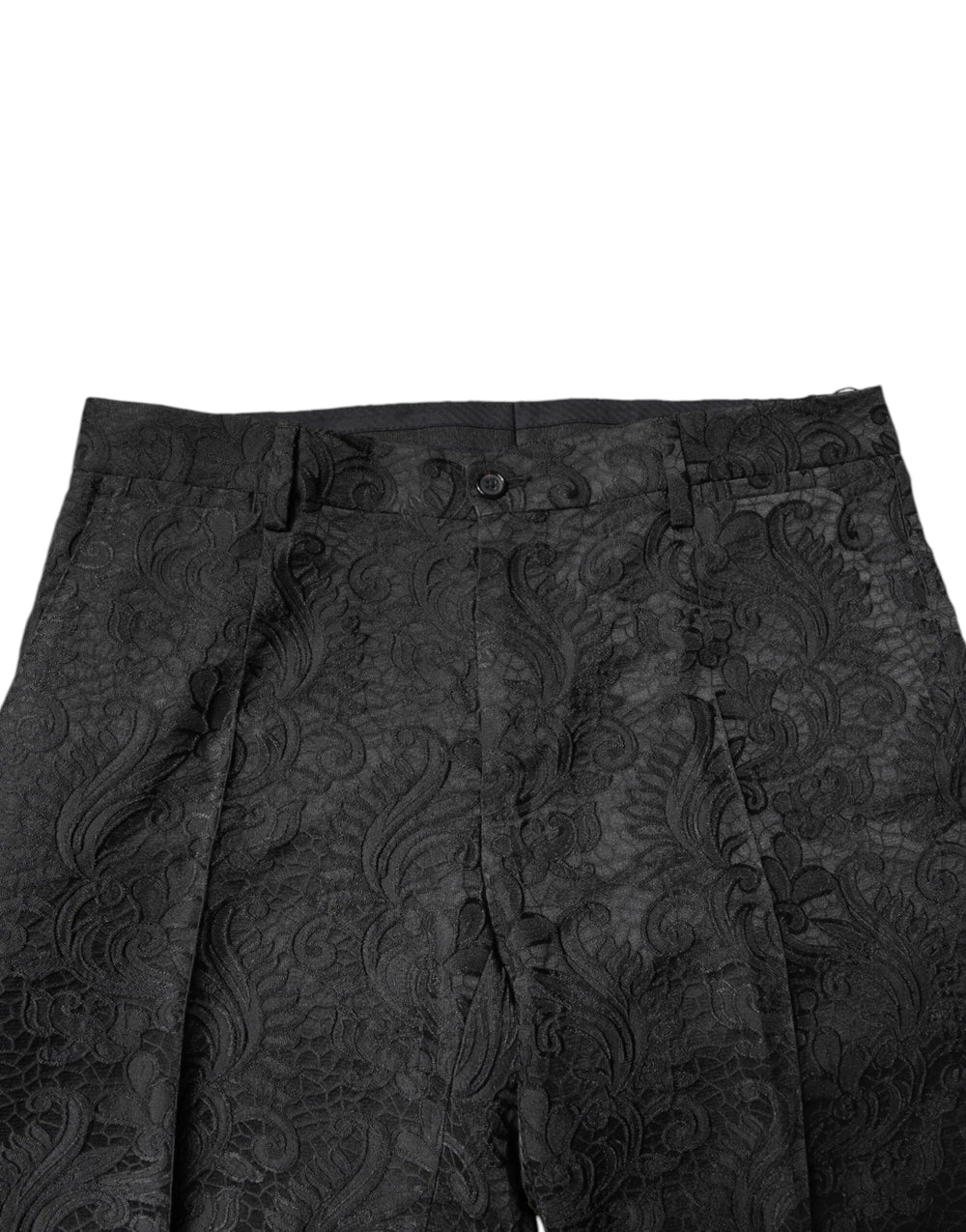 Dolce & Gabbana Black Floral Jacquard Mid Waist Dress Pants - IT46 | S - Trousers