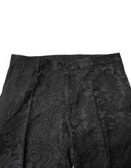 Dolce & Gabbana Black Floral Jacquard Mid Waist Dress Pants - IT46 | S - Trousers