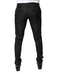 Dolce & Gabbana Black Floral Jacquard Mid Waist Dress Pants - IT46 | S - Trousers