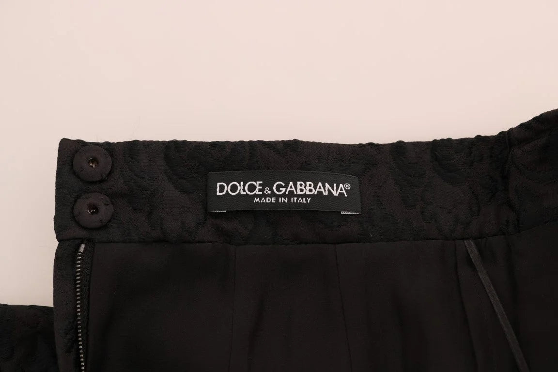 Dolce & Gabbana Black Floral Jacquard Silk A-Line Skirt - IT36 | XS - Skirts