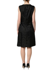 Dolce & Gabbana Black Floral Jacquard Sleeveless A-line Dress - IT40|S