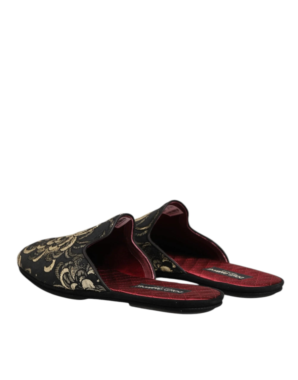 Dolce & Gabbana Black Floral Jacquard Slides Slippers Shoes - Sandals