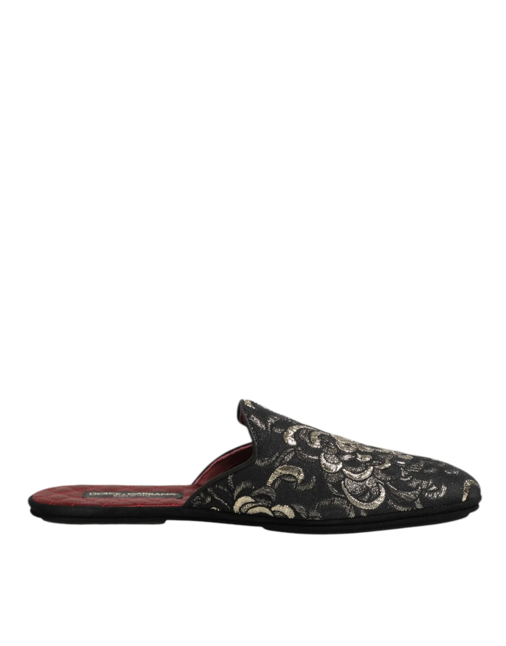 Dolce & Gabbana Black Floral Jacquard Slides Slippers Shoes - Sandals