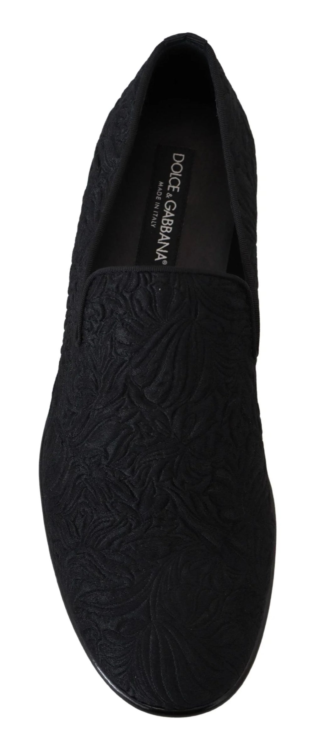 Dolce & Gabbana Black Floral Jacquard Slippers Loafers Shoes - Flats