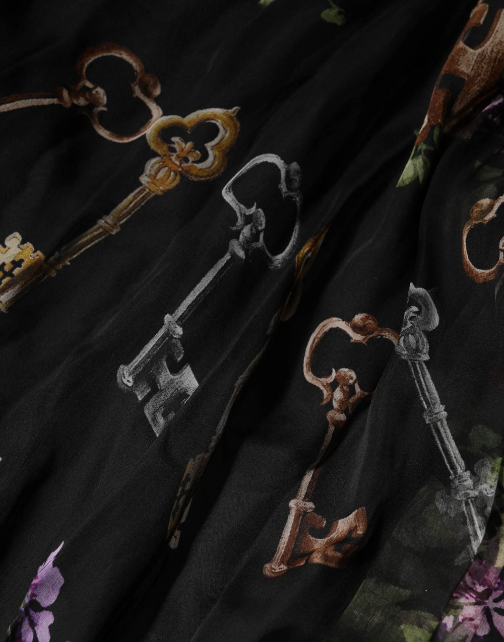 Dolce & Gabbana Black Floral Key Print Crystal Strapless Dress - IT40|S - Dresses