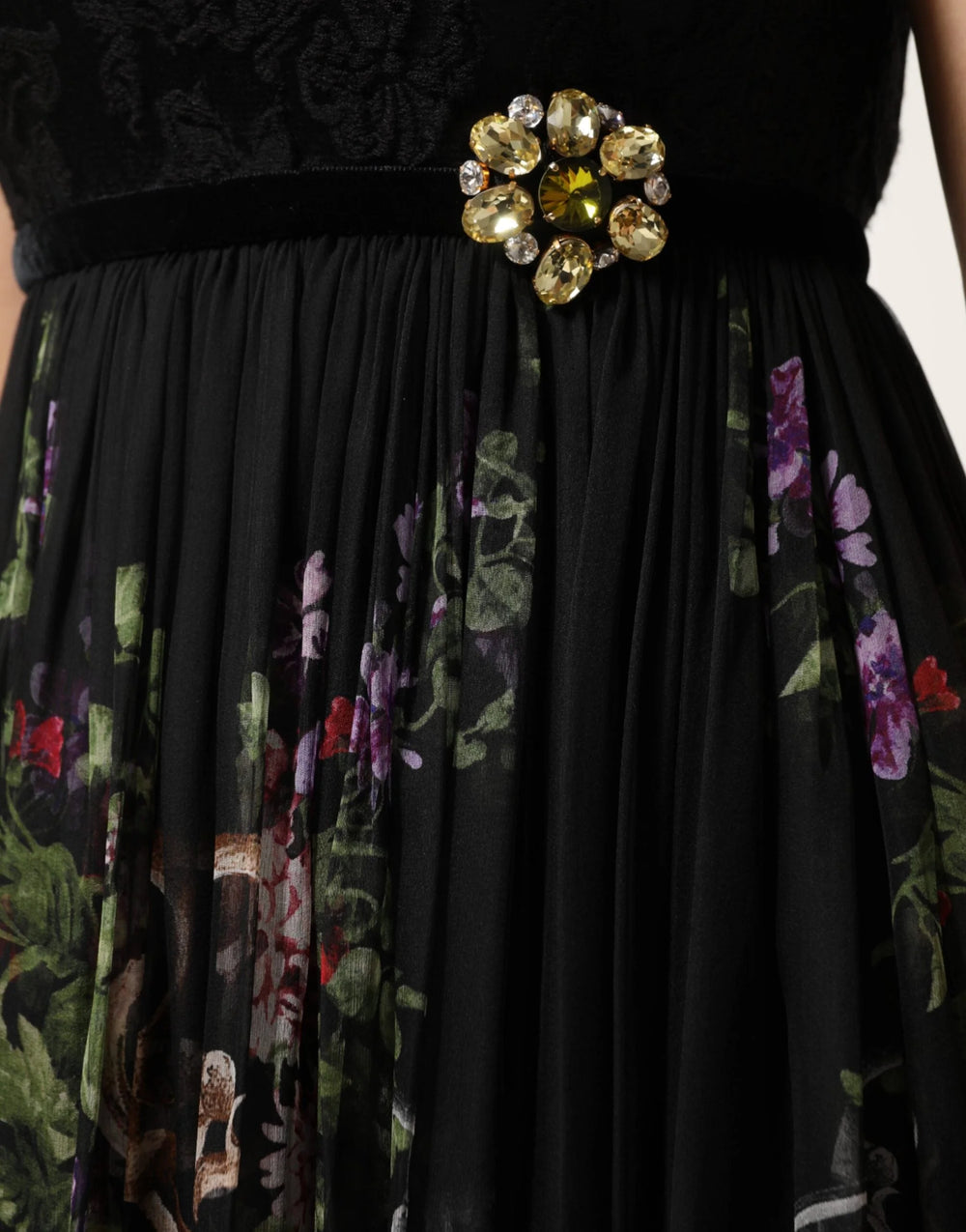 Dolce & Gabbana Black Floral Key Print Crystal Strapless Dress - IT40|S - Dresses