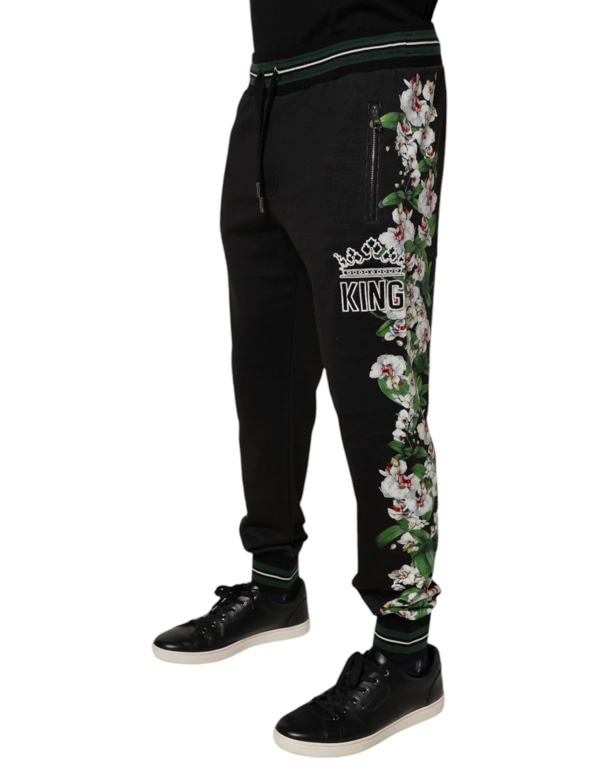 Dolce & Gabbana Black Floral King Men Jogger Sweatpants Pants - IT46 | S - Joggers