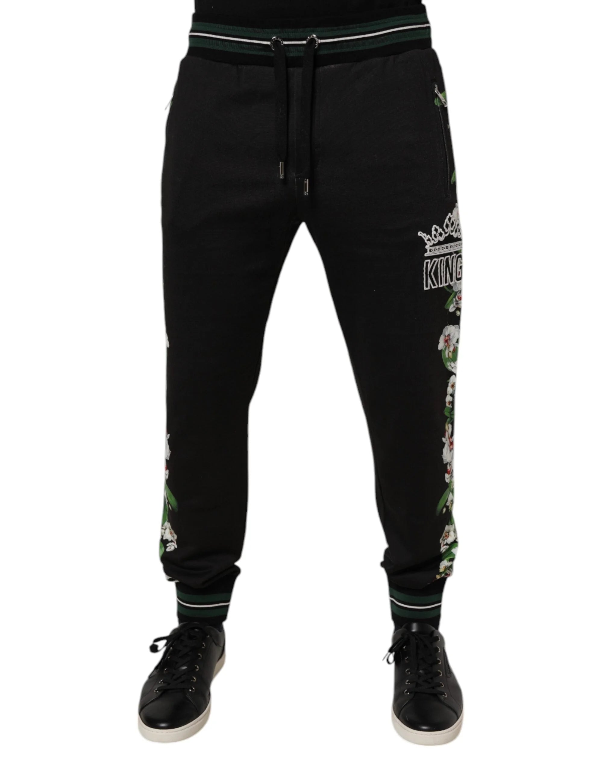 Dolce & Gabbana Black Floral King Men Jogger Sweatpants Pants - IT46 | S - Joggers